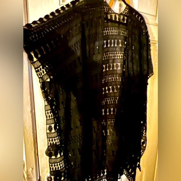 Lane Bryant Tops - Lane Bryant- Plus Size Black crochet kimono or cover-up